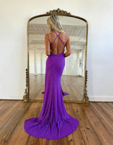 Mermaid Deep V-Neck Sequins Prom Dress With Slit